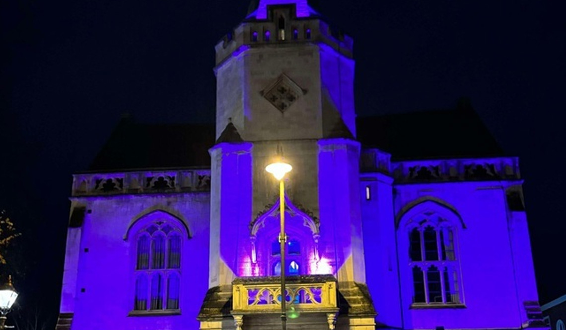 Lights illuminating Banbury Town Hall